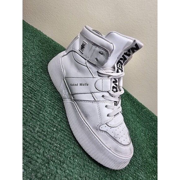 Naked Wolfe Phantom Womens Leather High Top Sneakers White Size 7 - Picture 10 of 13